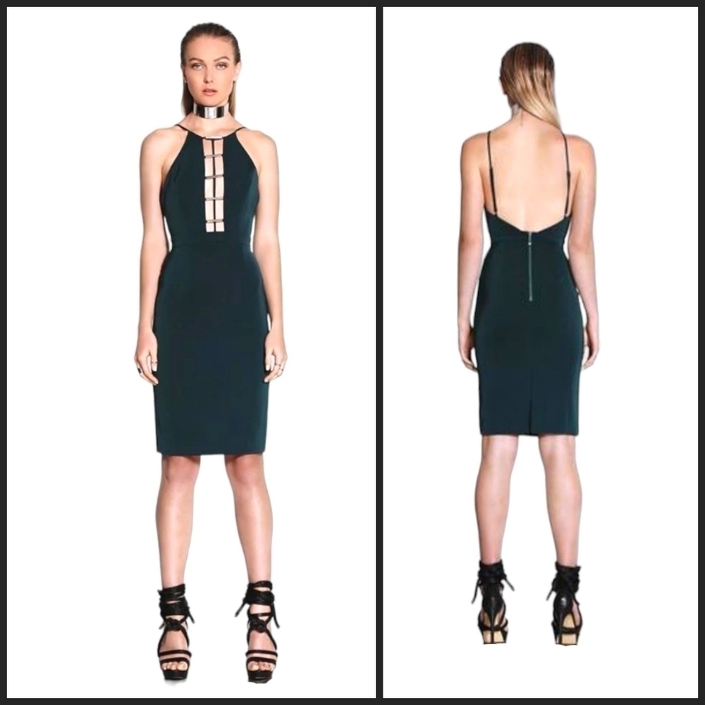 NWT Premonition Design Safe Embrace Emerald Green Cutout Dress